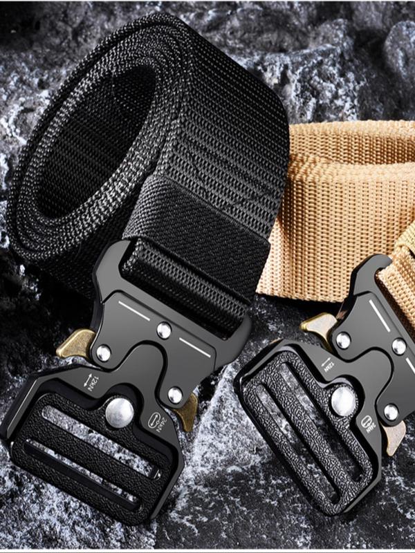 Men's Tactical Belt, Outdoor Hunting Tactical Multi Function Combat Canvas Belt, Nylon Belt with Plastic Buckle, Fashion Accessories for Men