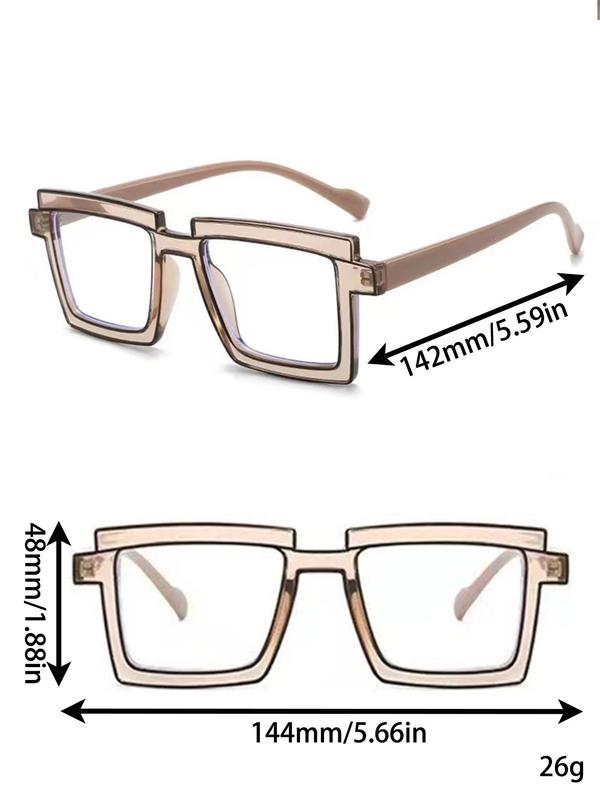 Unisex Fashionable Large Square Frame Eyeglasses, Trendy Casual Eyeglasses for Women & Men, Fashion Eyeglasses for Work, Daily Clothing Decor, for Student Daily Use