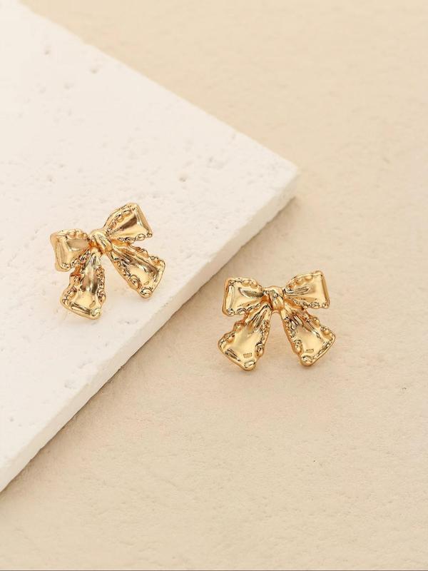 Women's Elegant Bowknot Design Stud Earrings, 1 Pair Trendy Cute Stud Earrings, Chic Gorgeous Jewelry As Gift for Girlfriend for Daily Decor