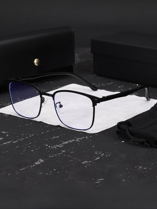 Business Square Frame Eyeglasses for Men and Women, Fashion Eyeglasses for Work, Daily Clothing Decor, Perfect for Student Daily Use