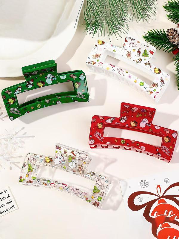 Cute and Sweet Cartoon Pattern Hair Claws, Christmas Themed Hair Accessories for Women, Minimalist Headwear Suitable for Thick Hair, Hairstyles Ideas for Girls