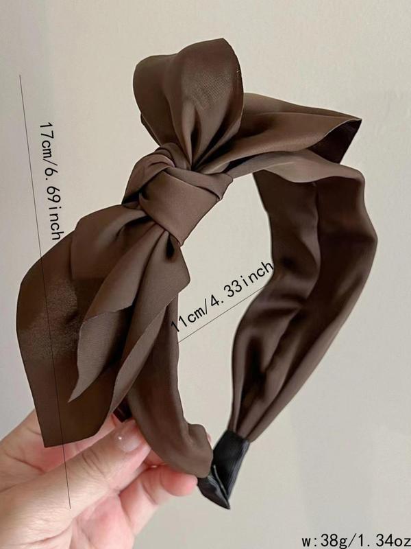 Bow Decor Headband, Elegant Wide Hair Hoop for Women & Girls, Fashion Hair Accessories for Party, Daily Decor