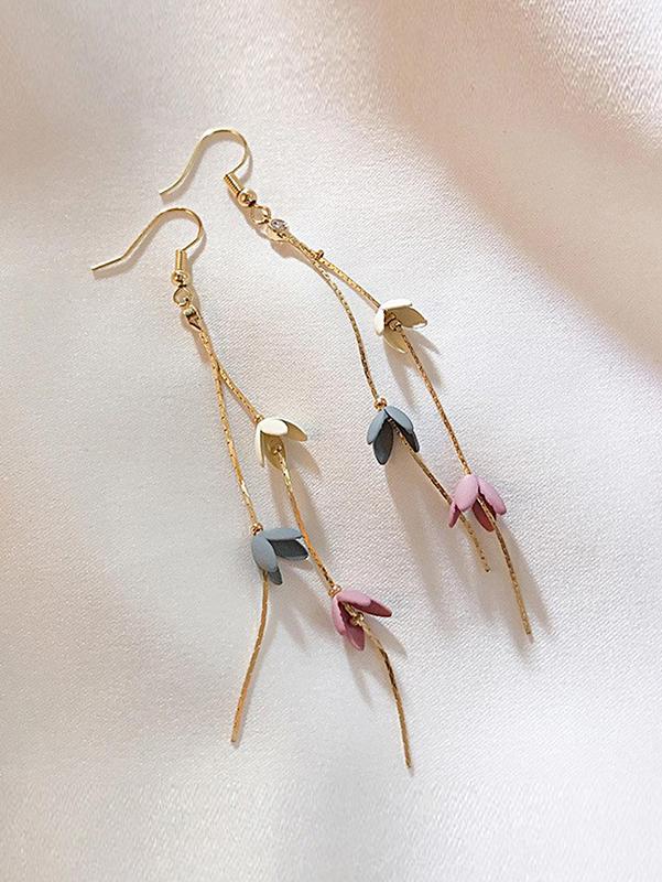 1 Pair Floral Tassel Drop Earrings