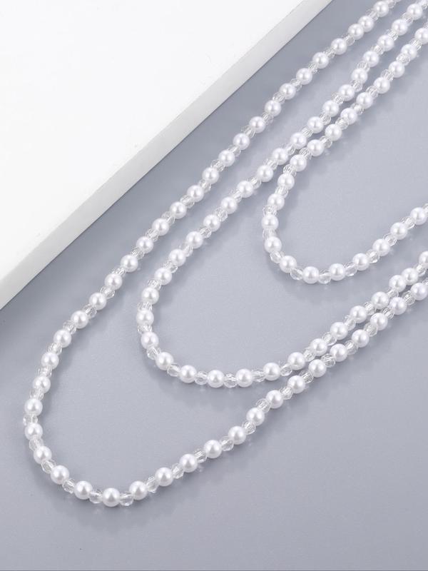 Women's Elegant Faux Pearl Decorated Tiered Layer Arm Chain, 2024 New Style Exquisite Trendy Arm Chain, Fashionable Body Jewelry for Party Decoration