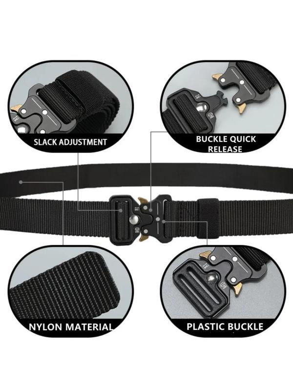 Men's Tactical Belt, Outdoor Hunting Tactical Multi Function Combat Canvas Belt, Nylon Belt with Plastic Buckle, Fashion Accessories for Men