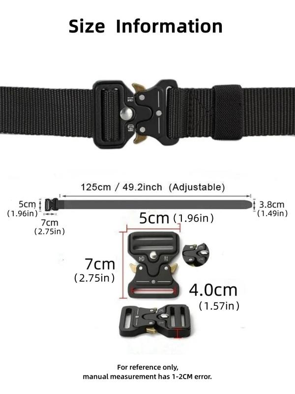 Men's Tactical Belt, Outdoor Hunting Tactical Multi Function Combat Canvas Belt, Nylon Belt with Plastic Buckle, Fashion Accessories for Men