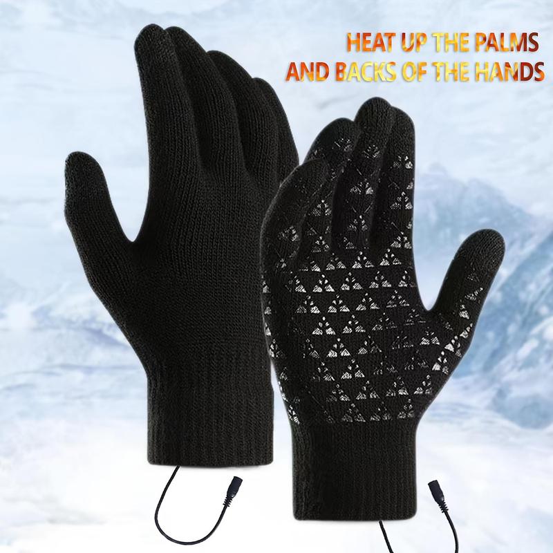 USB Rechargeable Heated Gloves, Touch Screen Compatible Heated Gloves, Elastic Cuffs Thickened Non-slip Design Gloves, Suitable for Winter