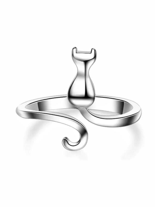 Cute Cat Design Cuff Ring, Fashion Accessories for Women & Girls, Simple Jewelry for Party, Daily Clothing Decor, Trendy All-match & Exquisite Jewelry for Engagement Wedding Anniversary Birthday Gift