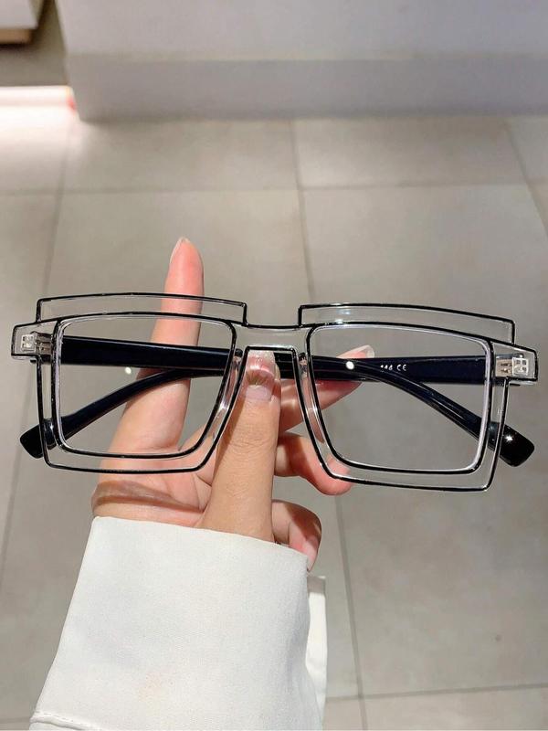 Unisex Fashionable Large Square Frame Eyeglasses, Trendy Casual Eyeglasses for Women & Men, Fashion Eyeglasses for Work, Daily Clothing Decor, for Student Daily Use