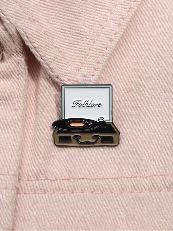  Letter & Record Design Brooch, Cute Clothes Badge for Women & Men, Fashion Brooch for Party, Daily Clothing Decor, Trendy All-match & Exquisite Brooch for Birthday Gift