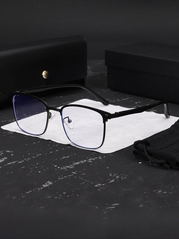 Business Square Frame Eyeglasses for Men and Women, Fashion Eyeglasses for Work, Daily Clothing Decor, Perfect for Student Daily Use