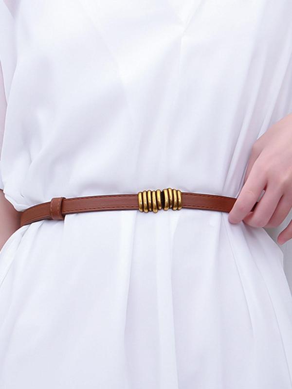 Women's Solid Color  Buckle Belt, Fashionable Adjustable Waist Belt for Jeans, Casual Waistband for Dress, Fashion Accessories for Daily Wear