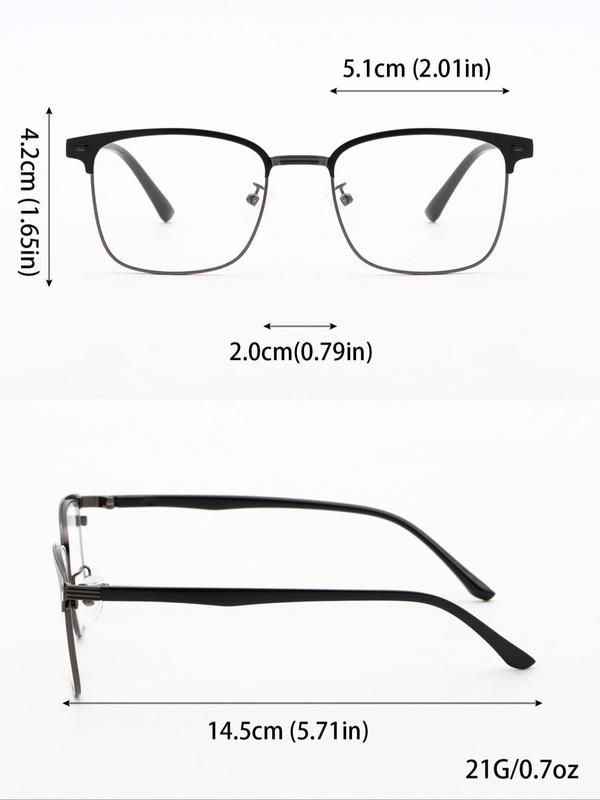 Business Square Frame Eyeglasses for Men and Women, Fashion Eyeglasses for Work, Daily Clothing Decor, Perfect for Student Daily Use