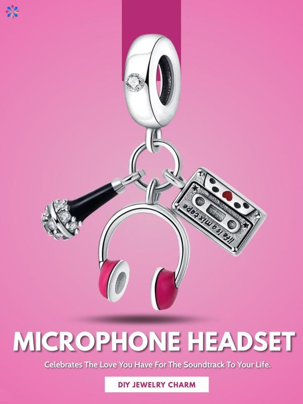 Record & Microphone Design Charm, DIY Jewelry Making Supplies for Necklace and Bracelet, Fashion Accessories for Women & Girls for Holiday Engagement Gift