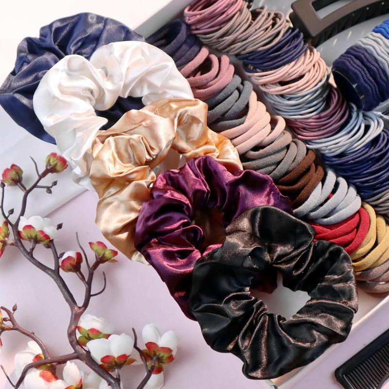 Multicolour Hair Accessories Set for Women: Ponytail Holders, Hair Scrunchies, Hairbands, Scrunchy Hair Ties - 1149PCS(Dark color)