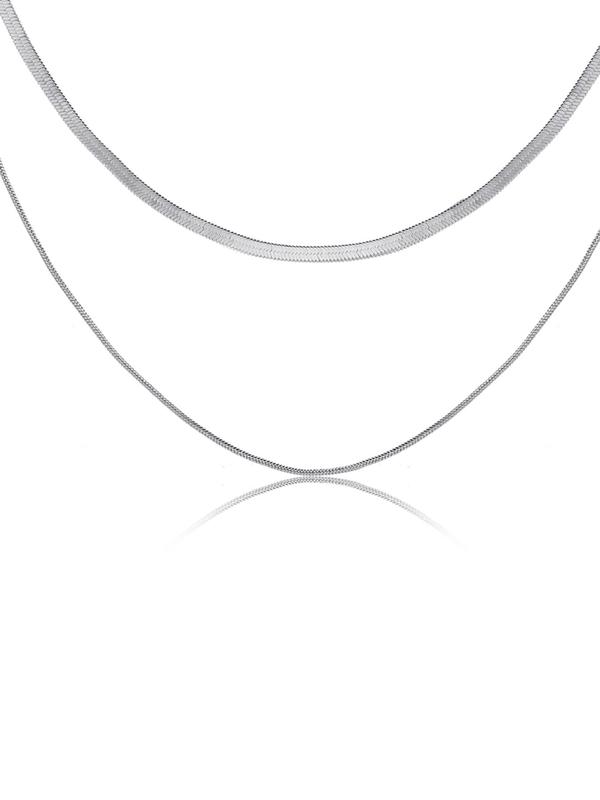 Women's Summer Simple Plain Minimalist Layered Necklace, Casual Matching Dainty Jewelry for Party, Daily Clothing Decor, Gift for Friends, Clean Girl Aesthetic Outfit Accessory for Teen Girl