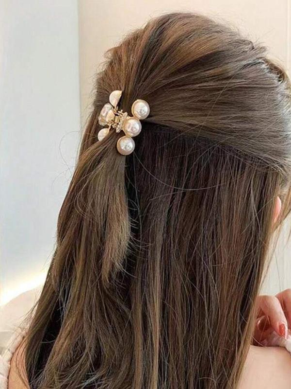 Faux Pearl Decorated Hair Claw for Women, Minimalist Headwear Suitable for Hair, Fashion Hair Accessories for Party, Daily Clothing Decor