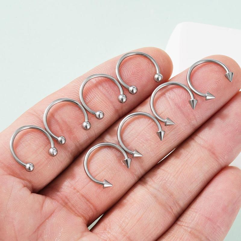 Oufer 8PCS 16G 8 10 12MM Horseshoe Circular Barbell