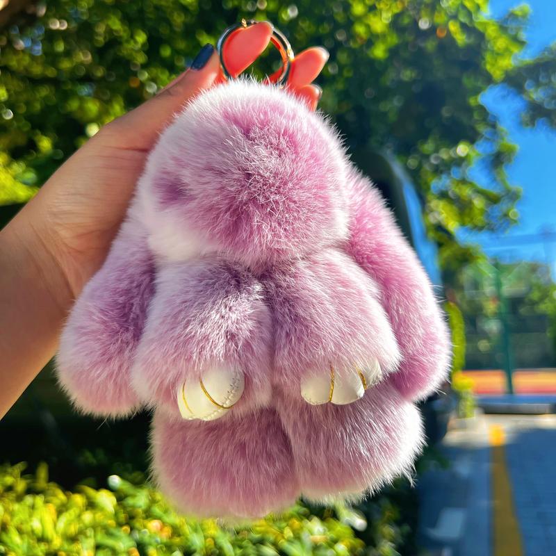 Handmade Soft Bunny PomPom Keychain with Tin Box, Cute Charms for Phone Bag Car, Fashion Accessories, Plush Pendants, Gifts for Women Girls