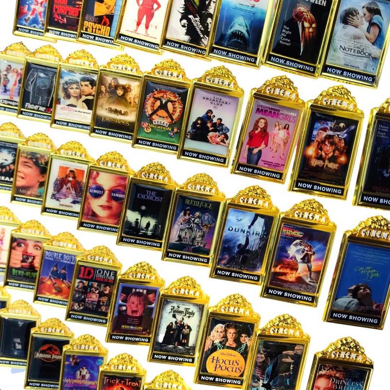 “Now Showing” Cinema Movie Poster Enamel Pins - Perfect Christmas Gift for Movie Lovers - Stocking Stuffers