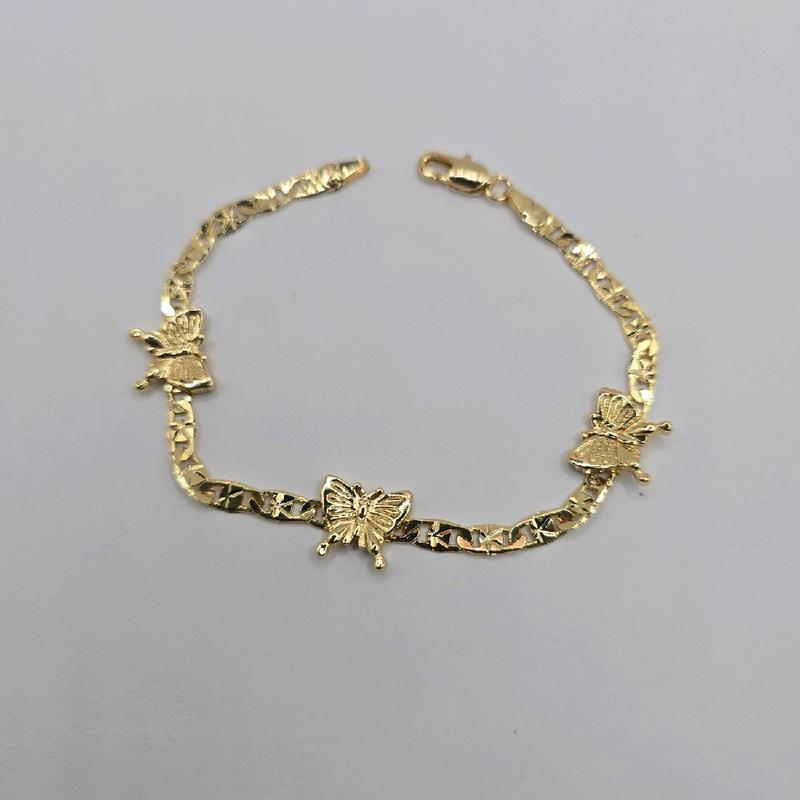 Butterflies Bracelet Gold-Plated 7 Inches Fashion Style - No Fade, No Tarnish