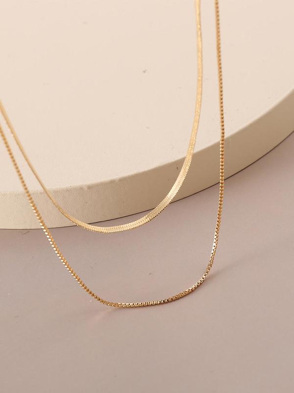 Women's Summer Simple Plain Minimalist Layered Necklace, Casual Matching Dainty Jewelry for Party, Daily Clothing Decor, Gift for Friends, Clean Girl Aesthetic Outfit Accessory for Teen Girl