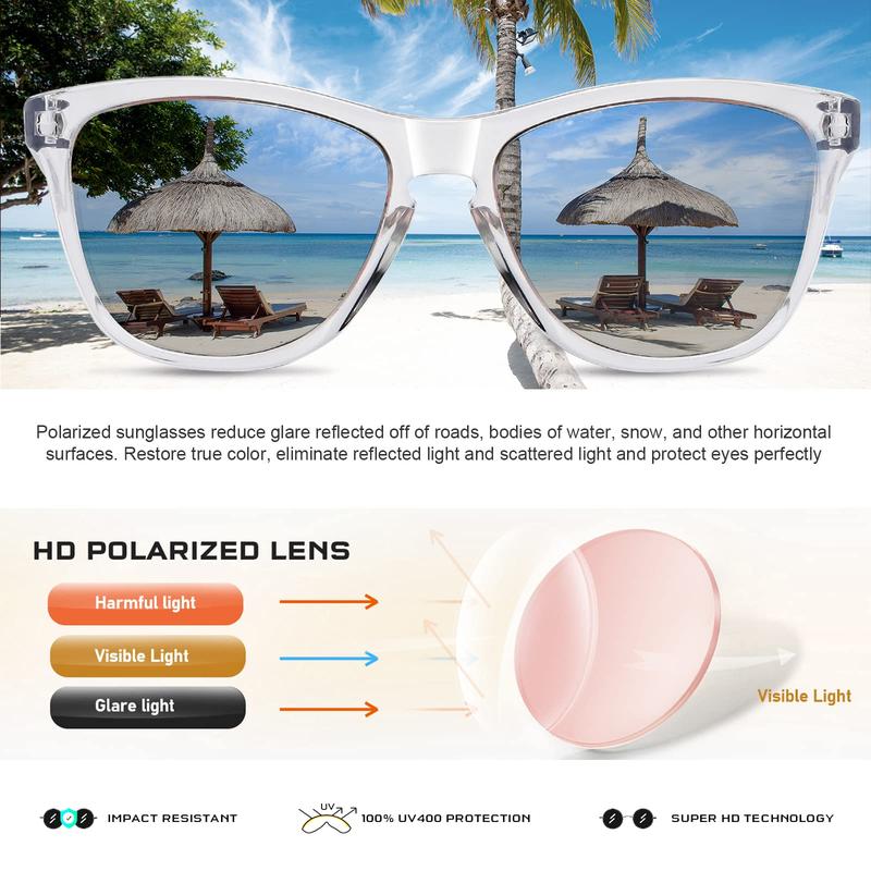 Sunglasses Womens Polarized Sunglasses for Women Men Classic Retro Designer Style Trendy Mirrored Sun Glasses beach essentials