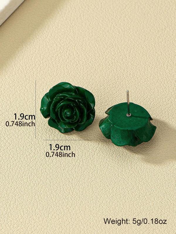 1 Pair Fashionable Elegant Flower Design Stud Earrings, Simple Plain Color Plastic Stud Earrings, Casual Versatile Party Accessories for Women