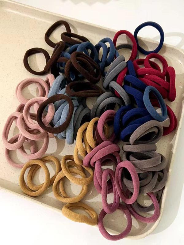 Random Color Simple Plain High Elastic Hair Ties, Casual Versatile Hair Accessories for Women, Minimalist Ponytail Holder for Thick Hair for Daily Use