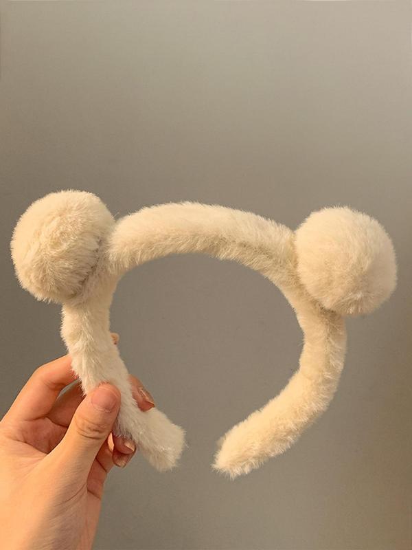 Cute Bear Ear Design Plush Hair Band, Fashionable Hair Accessories for Women & Girls, Minimalist Headwear Suitable for Thick Hair