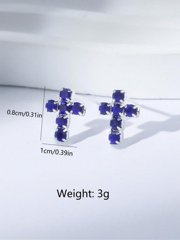 Street Trend Cross Design Stud Earrings for Men, Vintage Rhinestone Decor Earrings for Party, Daily Decor, Fashion All-match Exquisite Jewelry for Gift