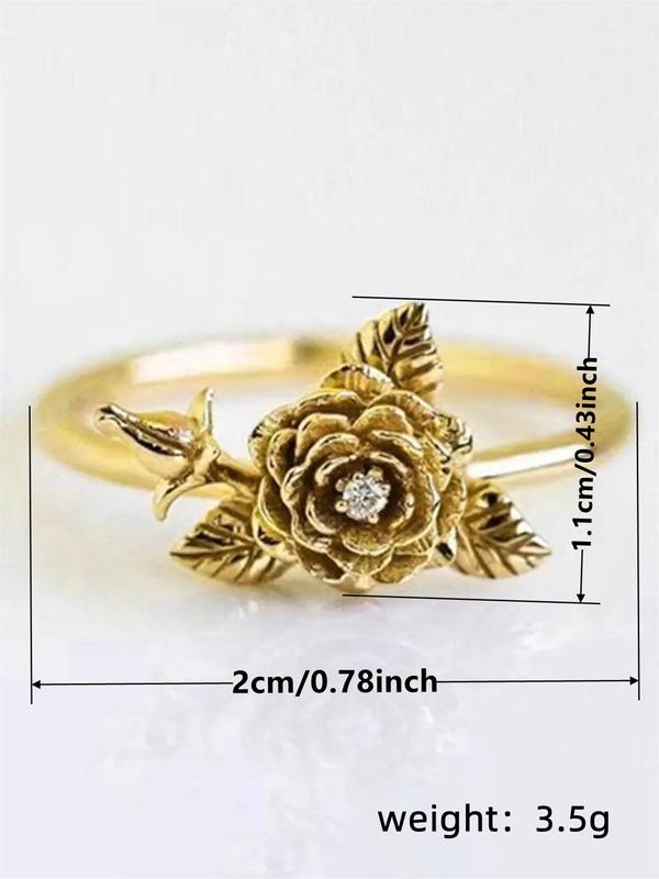 Vintage Flower & Leaf Design Cuff Ring, Adjustable Floral Cuff Ring, Dainty Jewelry for Women, Fashion Jewelry for Parties, Daily Clothing Decor