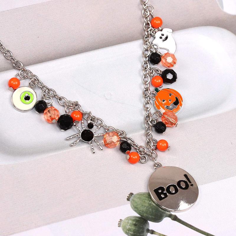 Halloween Goth Necklace Set Halloween Costume Accessories Pumpkin Black Red Necklace Necklace Earrings Set Witch costume Cosplay Halloween accessories