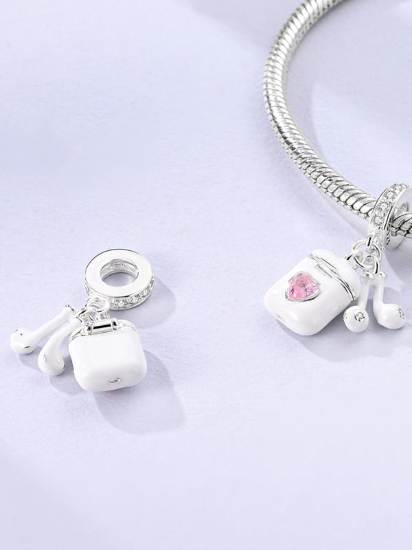 Heart Shaped Bluetooth-compatible Earphone Design Pendant Cover, Cute Rhinestone Decor Jewelry Making Accessories, DIY Jewelry Making Supplies for Women & Girls