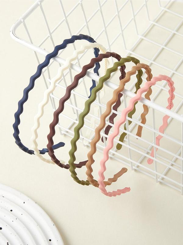 6pcs Minimalist Solid Wave Design Headband, Multi-color Matte Headband, Fashion Hair Accessories For Girls & Women