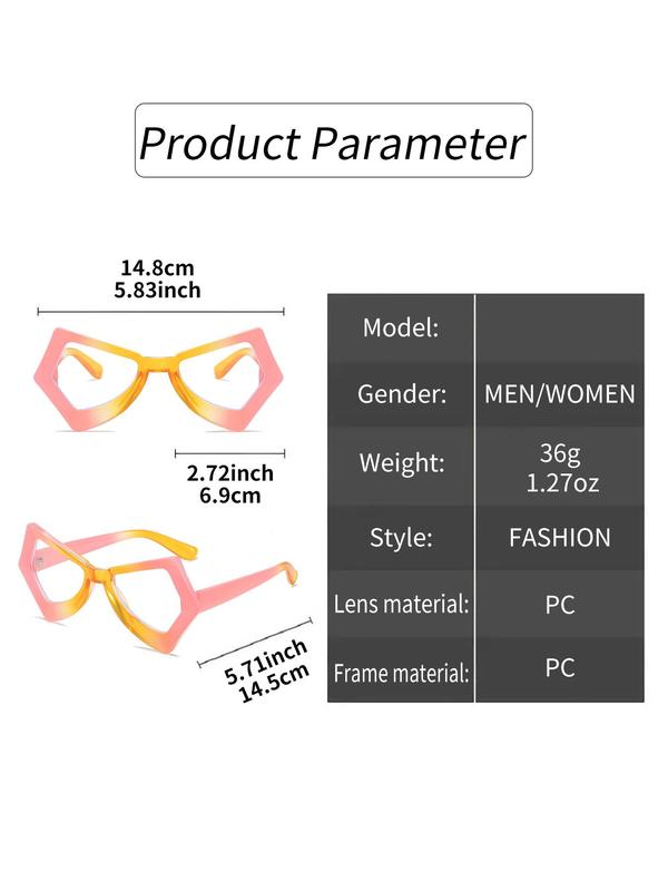 Y2K Geometric Frame Eyeglasses, Trendy Casual Colorblock Eyeglasses for Everyday Use, Fashion Accessories for Outdoor Activities