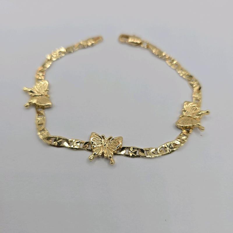 Butterflies Bracelet Gold-Plated 7 Inches Fashion Style - No Fade, No Tarnish