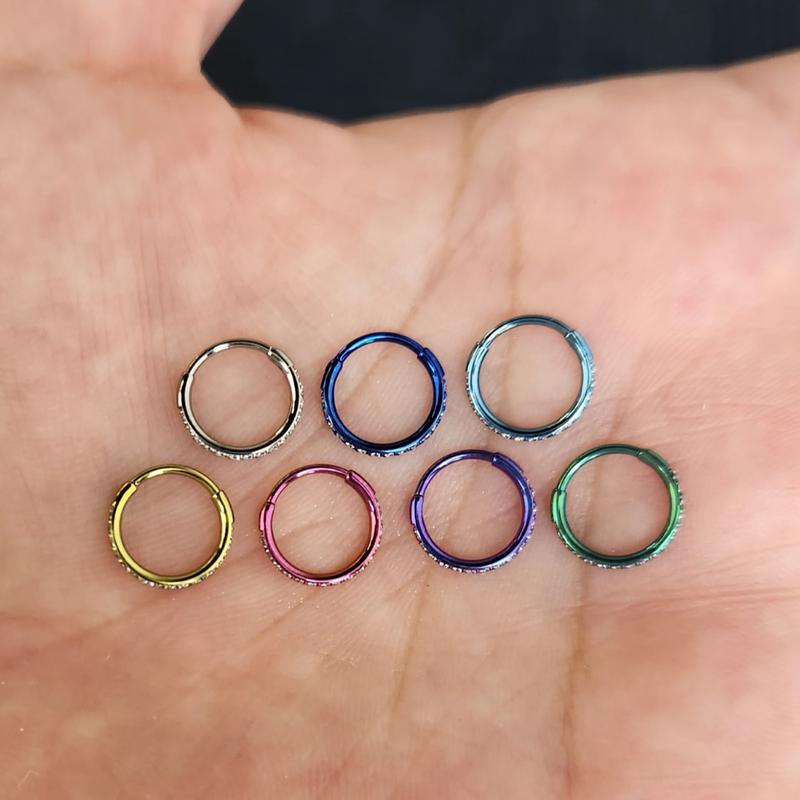 Anodized Titanium Micro Gem Hinged Nose Hoop 20g