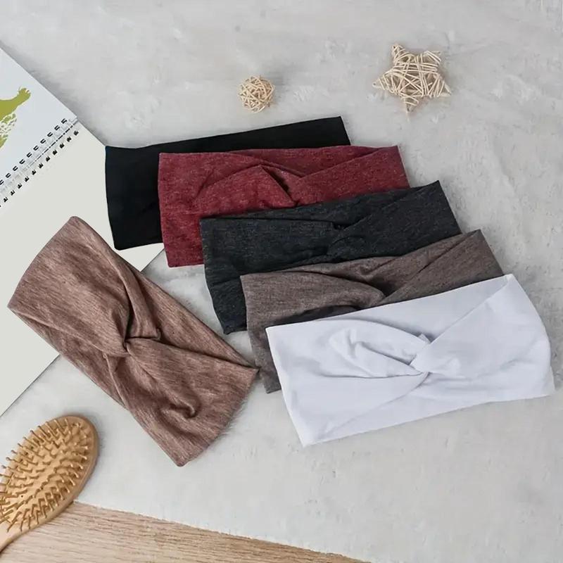 Solid Color Headband, 6 Counts Vintage Non Slip Comfortable Elastic Hair Accessory for Women & Girls, Portable Sports Headbands for Home Gym Outdoor, Gym Accessories