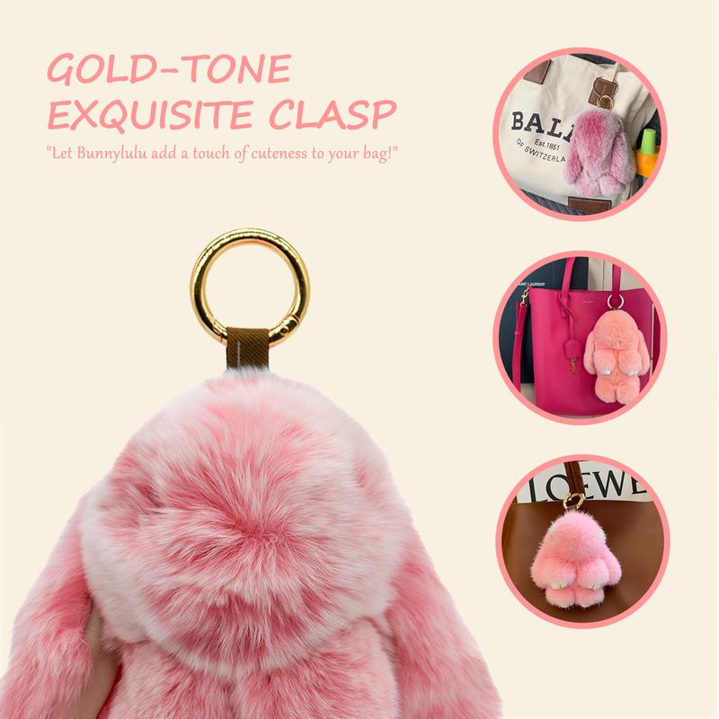 Handmade Soft Bunny PomPom Keychain with Tin Box, Cute Charms for Phone Bag Car, Fashion Accessories, Plush Pendants, Gifts for Women Girls