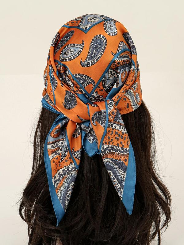 Women's Elegant Floral & Paisley Print Scarf, Casual Trendy Soft Comfortable Shawl, Sunscreen, Breathable Hijab Scarf Headband for All Seasons