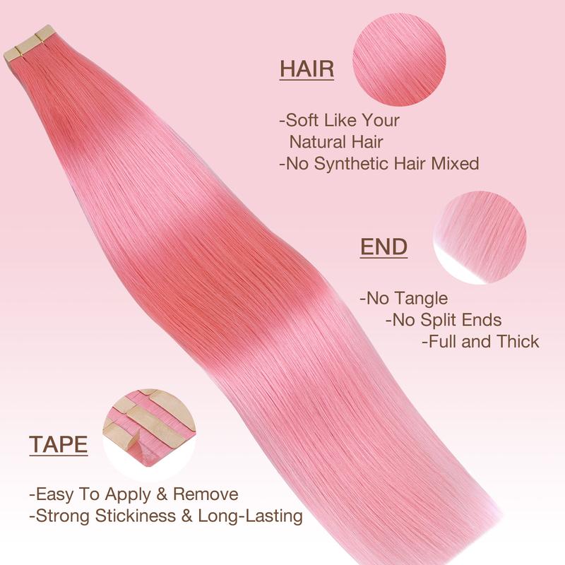 GOOGOO Hair 10pcs Tape in Human Hair Extensions 25g to 30g Natural Straight