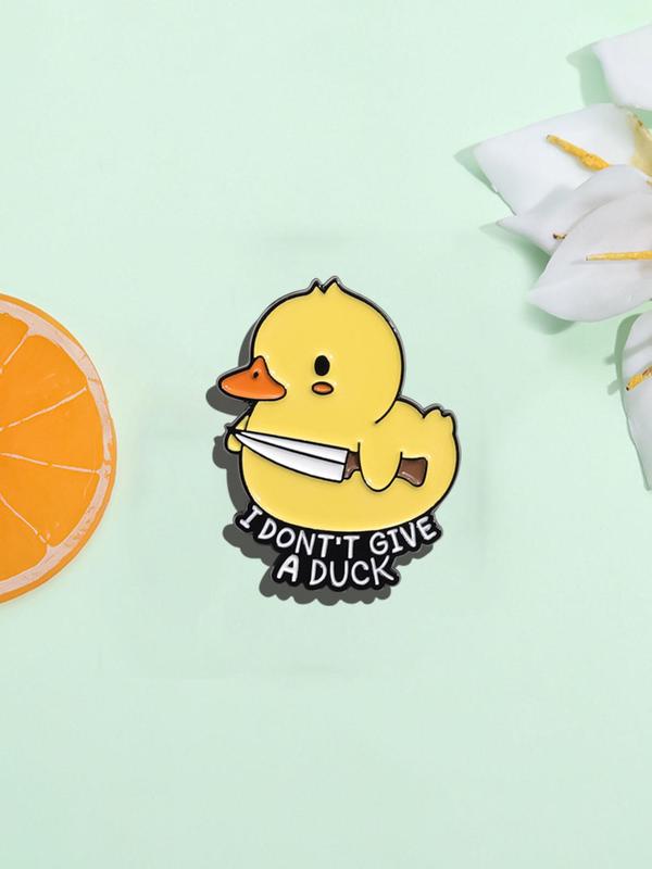 Cute Duck Design Brooch, Fashion Letter Pattern Brooch for Women & Men, Fashion Brooch for Daily Clothing Decor, Trendy All-match & Exquisite Brooch for Birthday Gift