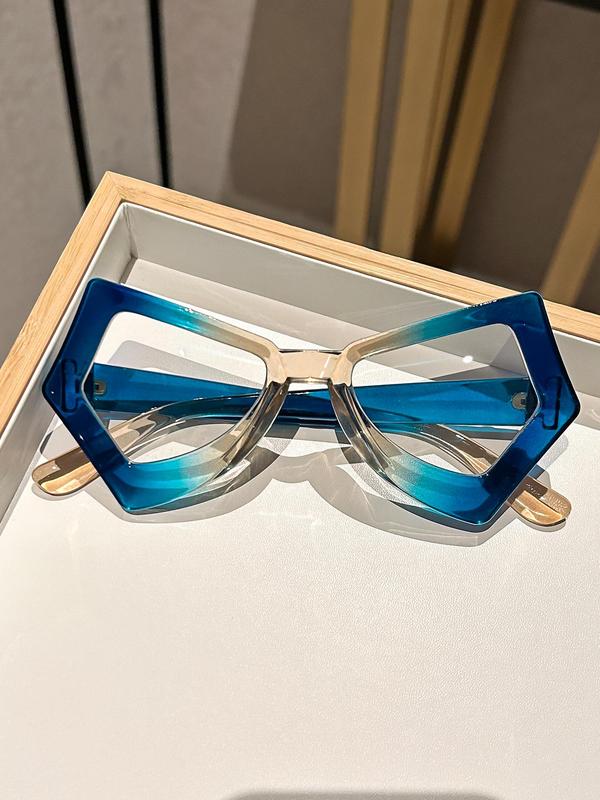 Y2K Geometric Frame Eyeglasses, Trendy Casual Colorblock Eyeglasses for Everyday Use, Fashion Accessories for Outdoor Activities