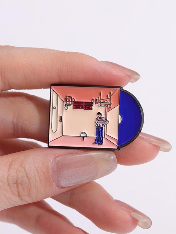 Geometric Design Brooch with Cartoon Pattern, Fashionable Alloy Brooch for Daily Clothing Decor, Trendy All-match & Exquisite Brooch for Birthday Gift