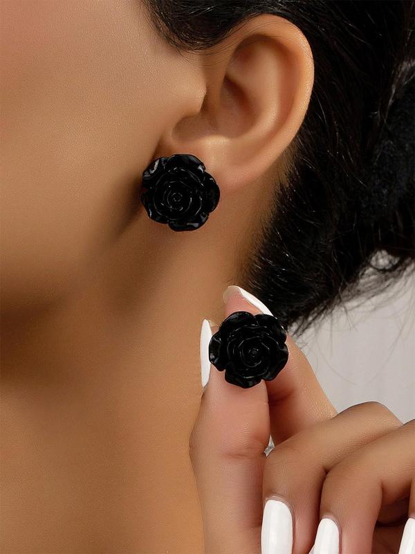 1 Pair Fashionable Elegant Flower Design Stud Earrings, Simple Plain Color Plastic Stud Earrings, Casual Versatile Party Accessories for Women