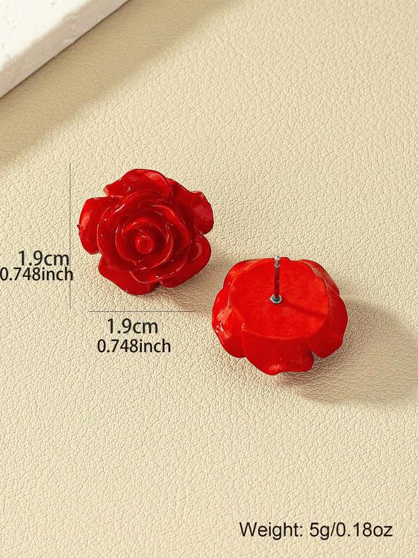 1 Pair Fashionable Elegant Flower Design Stud Earrings, Simple Plain Color Plastic Stud Earrings, Casual Versatile Party Accessories for Women