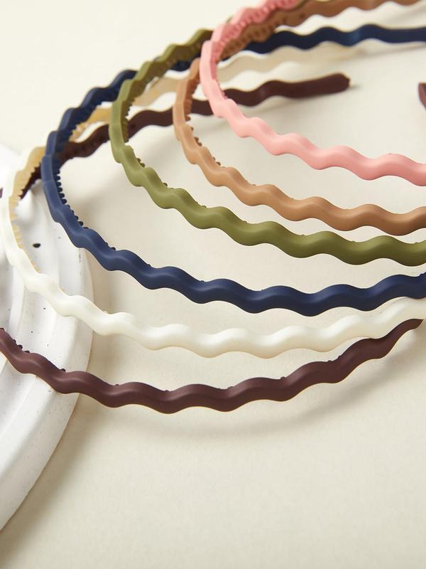 6pcs Minimalist Solid Wave Design Headband, Multi-color Matte Headband, Fashion Hair Accessories For Girls & Women