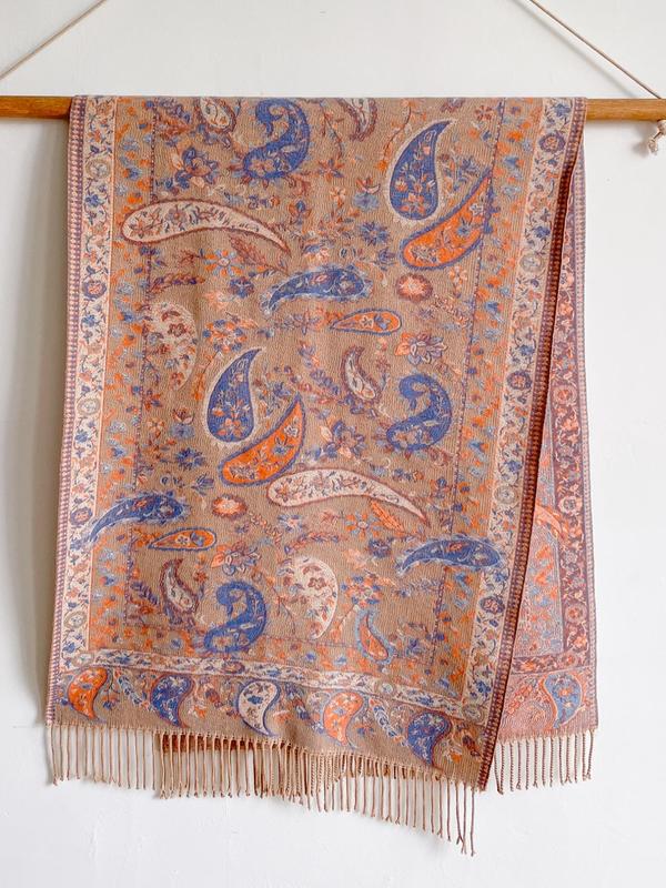 Paisley Print Tassel Decor Scarf, Boho Style Shawl for Women & Men, Fashion Accessories for Daily Wear, Trendy All-match & Exquisite Scarf for Birthday Gift