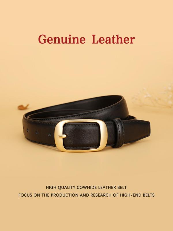 Women's Solid Color Leather Belt, Fashionable Minimalist Belt for Jeans Trousers, Casual Waistband for Daily Use